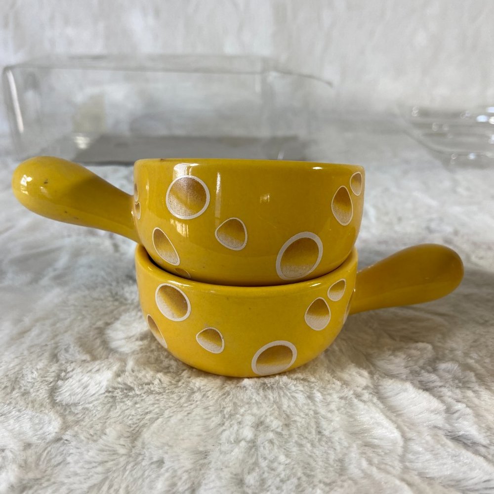 Porcelain Sauce Dishes Chip & Dip Sets Mini Dip Bowl Set with Handle set of 4 - Picture 6 of 13